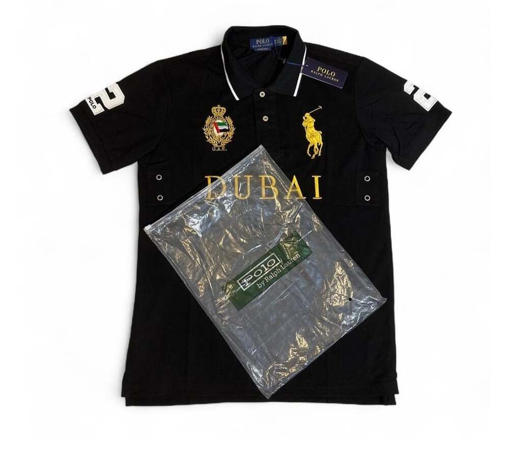 Polo Ralph Lauren Chief Keef Dubai Black Gold White Polo Shirt Size M